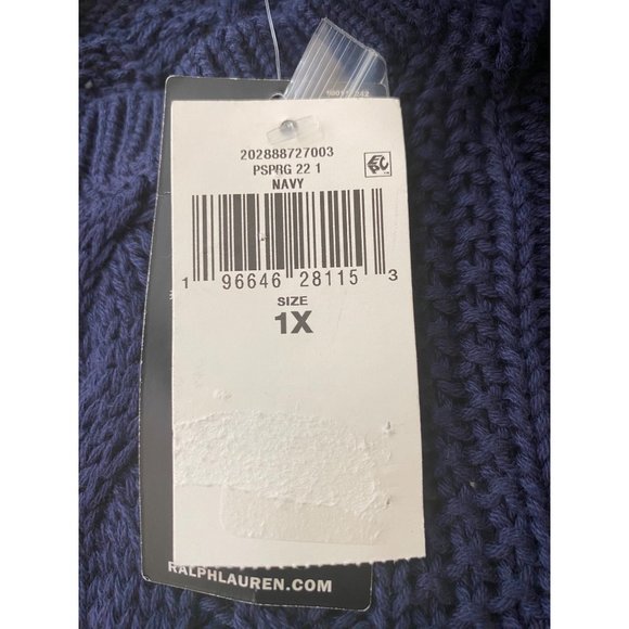 LAUREN Ralph Lauren Women’s Cotton Sweater Navy Size 1X NWT - Picture 5 of 5